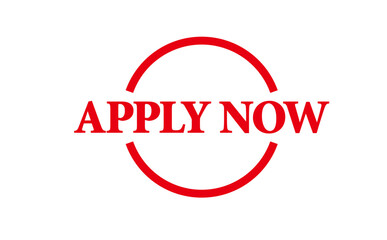 APPLY NOW - Red Rubber Stamp with text APPLY NOW
