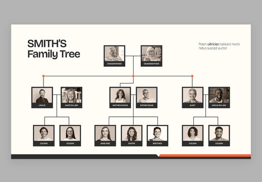 Family Tree Infographic & Org Chart Layout Template in Modern Corporate Style for Business Presentations