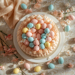 Colorful candies and powder close-up