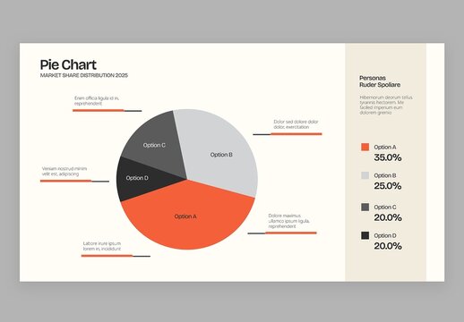 Pie Chart Infographic Template in Modern Corporate Style for Business Presentations & Data Visualisation