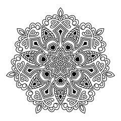 Intricate Black Mandala Ornament Vector for Meditation and Design Projects.