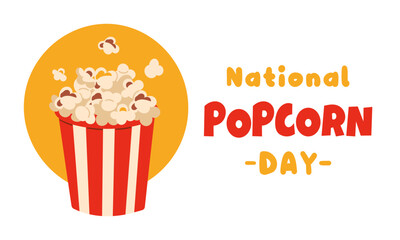 National Popcorn Day. Happy Popcorn Day background. Popcorn Day celebration. January 19. Cartoon Vector illustration design Template for Poster, Banner, Flyer, Greeting, Card, Cover, Post.