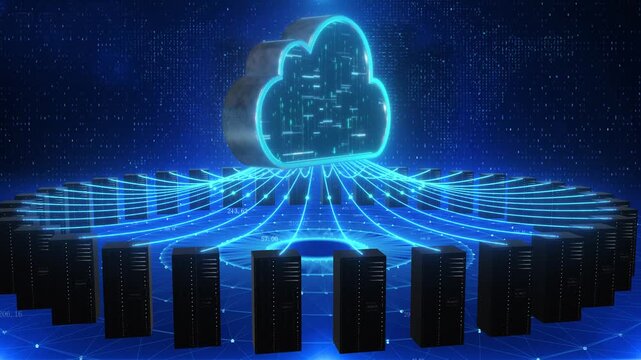 Upload the data from the server room to the cloud(produced by AE,not AI-generated)