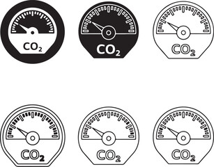 Naklejka premium Carbon dioxide gauge icons in varied styles ideal for design on transparent background silhouette