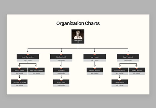 Organization Org Chart Hierarchy Infographic Template in Modern Corporate Style for Business Presentations & Data Visualisation