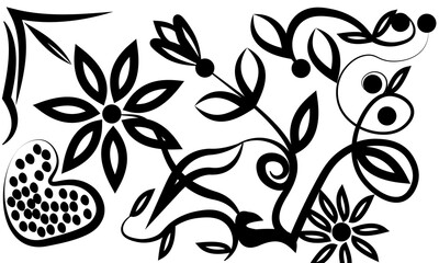 black and white floral ornament