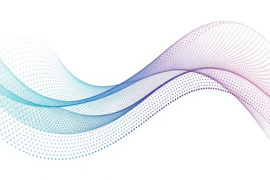 Abstract wavy lines of colorful particles on white background - Powered by Adobe