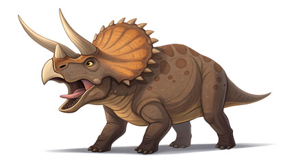 Fototapeta premium Fierce triceratops dinosaur roaring with open mouth and sharp horns