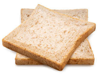 A slice of white whole wheat bread isolated on white background, Sliced white sandwich bread on White Background With clipping path, High resolution photography.