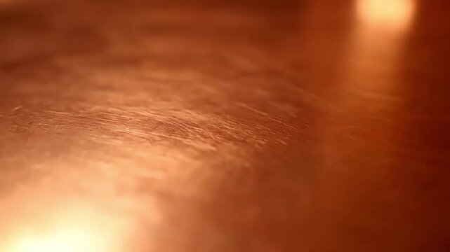 Shiny Copper Surface: A close-up view of a polished copper surface, the warm metallic tones create a sense of luxury and enduring beauty.