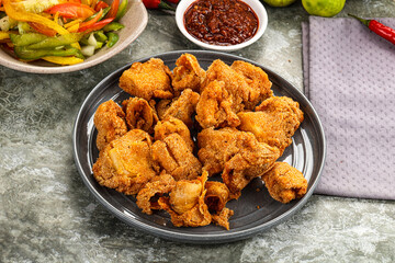 Golden crispy Breaded calamari snack