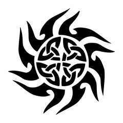Minimalist explore unique celtic knot tattoo design with tribal sun burst vector graphic illustration element vacter Vacter