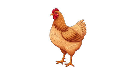 Fototapeta premium Illustration of a brown chicken standing against a white background.