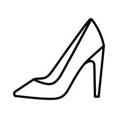 Elegant high heel shoe isolated on white background in simple line drawing