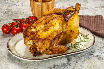 Homemade Grilled whole chicken with spices