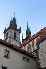 Obraz premium Cathedral on Astronomical Square in Prague. Prague, Czech Republic.