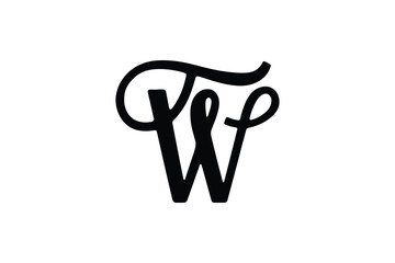 A calligraphy logo featuring the letters t and w in an elegant black design