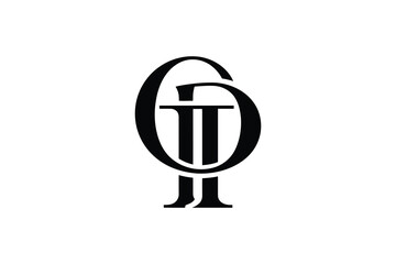 Illustration of a black monogram logo with the letters g and i intertwined