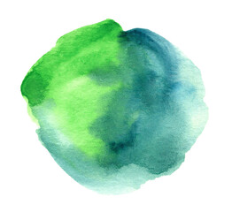 Abstract green watercolor shape isolated on white background