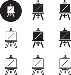 Black easel icons in various styles perfect for design on transparent background silhouette