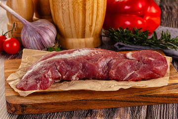 Raw pork meat tenderloin fillet