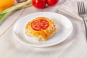 Chicken chop cutlet with cheese and tomato