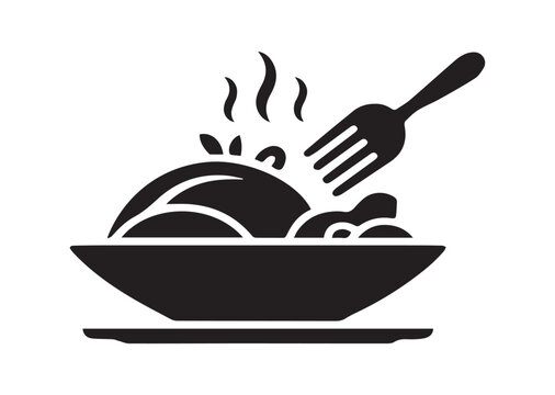 black food dish with fork clip art preview