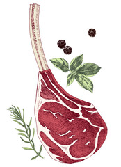 Raw beef tomahawk steak vector