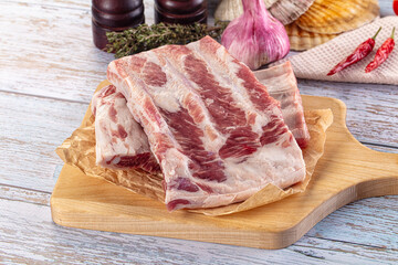Raw pork ribs for cooking