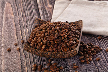 Roasted brown araboca coffee beans