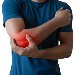 Man Experiencing Elbow Pain Concept of Injury, Soreness, Aching, Medical, Healthcare, Health