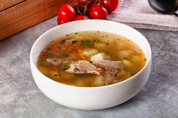 Chicken homemade soup with potato