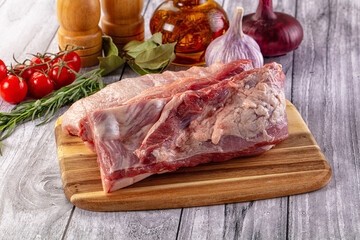 Raw spare pork ribs meat
