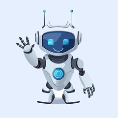 Fototapeta premium Cute Robot Waving Hello.