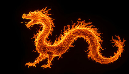 Fototapeta premium Fiery Dragon Silhouette