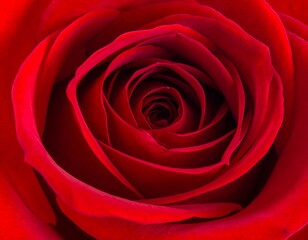 Close-up shot of a deep red, blooming flower's intricate petals