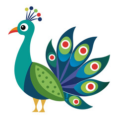 Fototapeta premium Peacock Icon Vector | Generative AI Linocut Silhouette Design