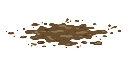 Obraz premium Cartoon Mud Splash with Droplets and Puddle Illustration.