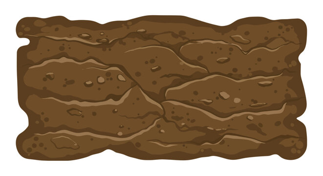 Cartoon Illustration of Brown Muddy Ground with Textured Surface.