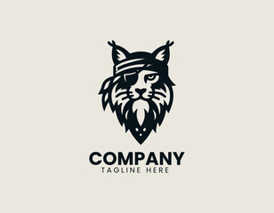 Fototapeta premium Pirate Lynx Wild Rebel vector logo illustration