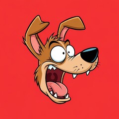 Hilarious cartoon dog character with surprised expression and open mouth, perfect for humorous designs and animal-themed projects, adding a touch of fun