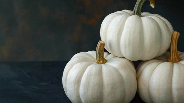 video A group of white pumpkins sit on a table