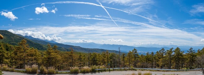 長野県茅野市北山 日向木場展望台 10月　八ヶ岳　南アルプス　パノラマ
