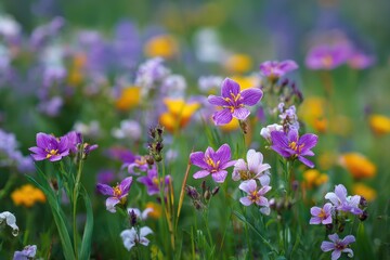 Obraz premium Minnesota Flowers. Purple Wildflowers Blossoming in the Green Meadow