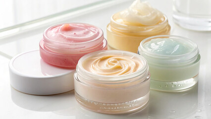 Variety of Natural Skincare Cream Jars and Moisturizers
