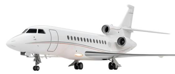 dassault's standard private jet, against a white background with no shadows. 