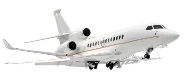 dassault's standard private jet, against a white background with no shadows. 