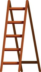 Simple wooden ladder standing on a white background, representing concepts like construction, diy, and reaching new heights