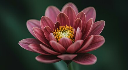 A close-up view of a stunning, deep pink flower, showcasing intricate details and delicate petals against a dark, muted backdrop.