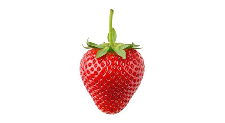 Isolated strawberry close-up on plain backdrop, fresh fruit for healthy eating and dessert